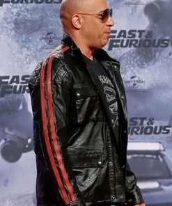 Vin Diesel Movie Fast and Furious 9 Dominic Toretto Premiere Black Leather Jacket