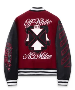 2025 UEFA Champions League AC Milan Ruben Loftus Unisex Maroon and Black Wool Varsity Jacket