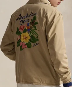Australian Open Melbourne Tennis Tournament 2026 Flower Embroidered Tan Coach’s Jacket