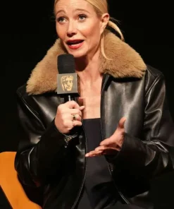 Marty Supreme Gwyneth Paltrow Black Leather Jacket