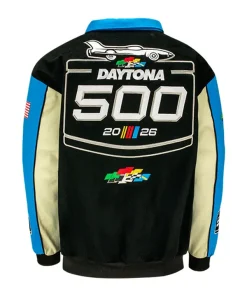 NASCAR Cup Series 2026 Daytona 500 International Speedway Unisex Black and Blue Cotton Twill Jacket