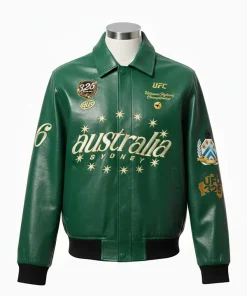 Ultimate Fighting Championship 325 Australia Sydney 2026 Rugby Green Leather Jacket