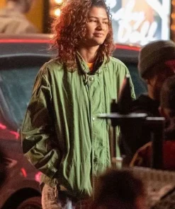 Zendaya TV Series Euphoria S03 Euphoria Rue Bennett Green Cotton Jacket