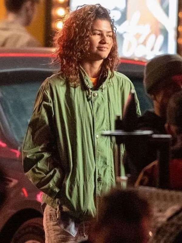 Zendaya TV Series Euphoria S03 Euphoria Rue Bennett Green Cotton Jacket