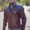 Home and Away Adam Rowland Brown Moto Leather Jacket