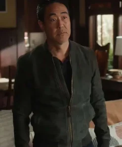 9-1-1 S09 Howie Han Suede Bomber Jacket