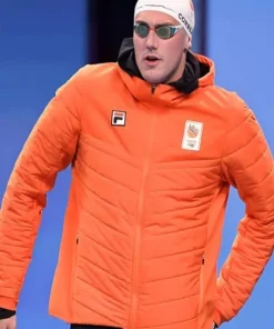 Caspar Corbeau Olympic Team Netherlands Orange Puffer Jacket
