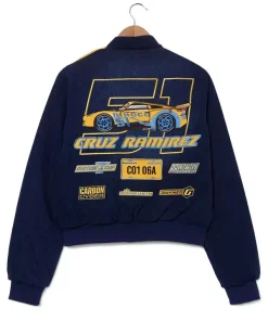 Disney Pixar Cars 3 Cruz Ramirez Dinoco 51 Women’s Cropped Denim Moto Racing Jacket