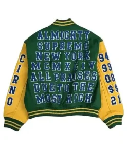 Druski All-Time High Bird Streets LA 2026 Green and Yellow Varsity Jacket