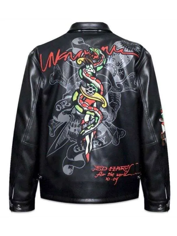 Holly Ramsay Being Gordon Ramsay 2026 Ed Hardy Black Leather Jacket