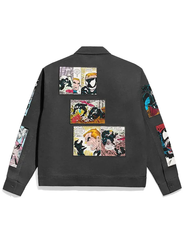 Marvel Comics Venom Eddie Brock Harrington Unisex Black Cotton Twill Jacket