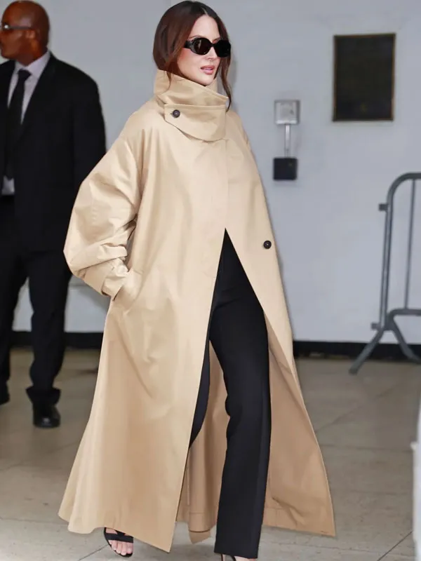 Drew Barrymore Show 2026 Olivia Munn Cotton Trench Coat