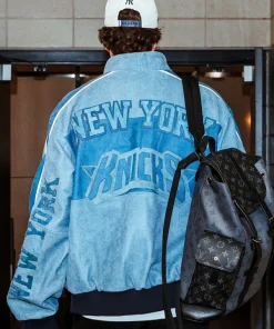 NBA Finals 2026 Champions New York Knicks Cam Schlittler Bomber Denim Jacket