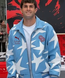 U.S. Men’s National Team Captain Christian Pulisic Unisex Star Graphics Blue Leather Jacket