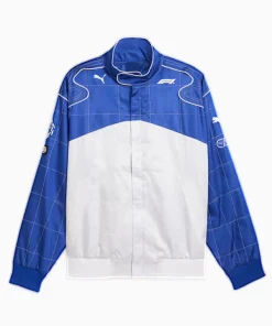 Formula 1 75 Years of Speed and Aderline Unisex Vivid Blue and White Racing Jacket