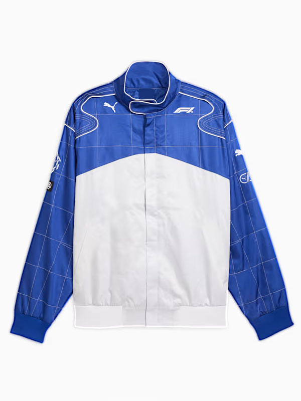 Formula 1 75 Years of Speed and Aderline Unisex Vivid Blue and White Racing Jacket