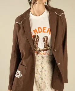 The Eleanor Rodeo Cowgirl Relaxed Western Oakroom Brown Cotton Blazer