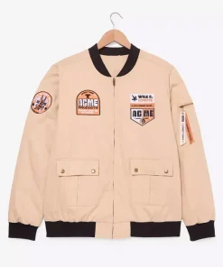 Looney Tunes Coyote Vs. ACME Beige Bomber Jacket