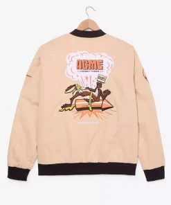 Looney Tunes Series Coyote Vs. ACME Beige Bomber Cotton Jacket